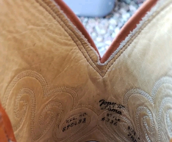 Vintage Tony Lama Black Label Marbled Butterscotch Leather Western Boots 7.5 D. - Picture 5 of 10